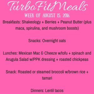 TurboFit Meals Week of August 15