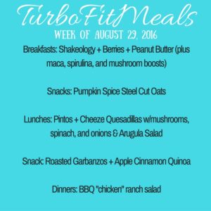 TurboFit Meals Week of August 29